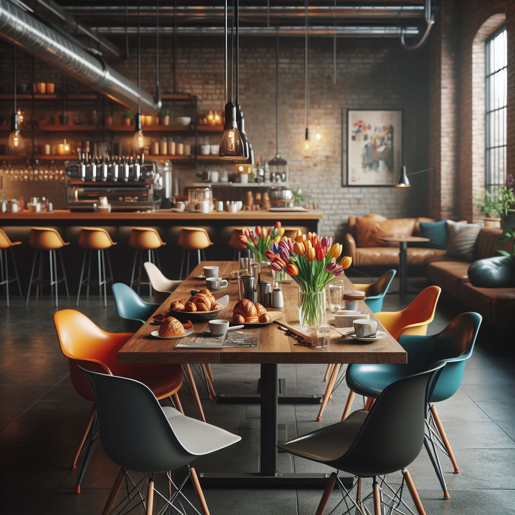 A fictional café in an Industrial Style in Eindhoven.  Hospitality meets the modern.