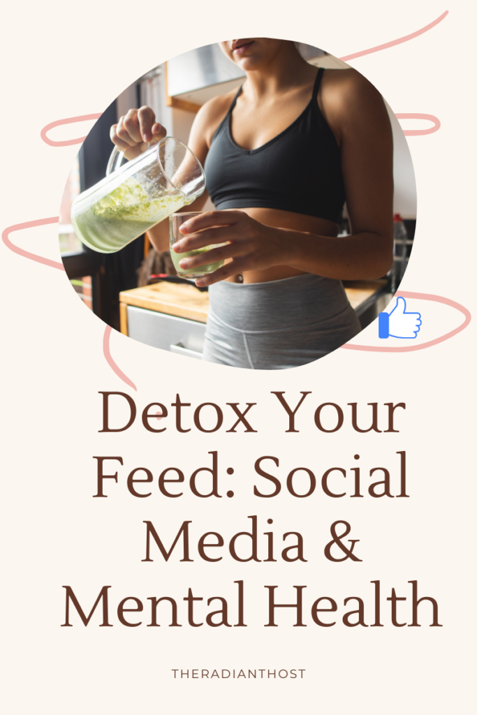 Detox Your Feed: Social Media and Mental Health. Image: A sporty woman pours a vibrant green smoothie into a glass.