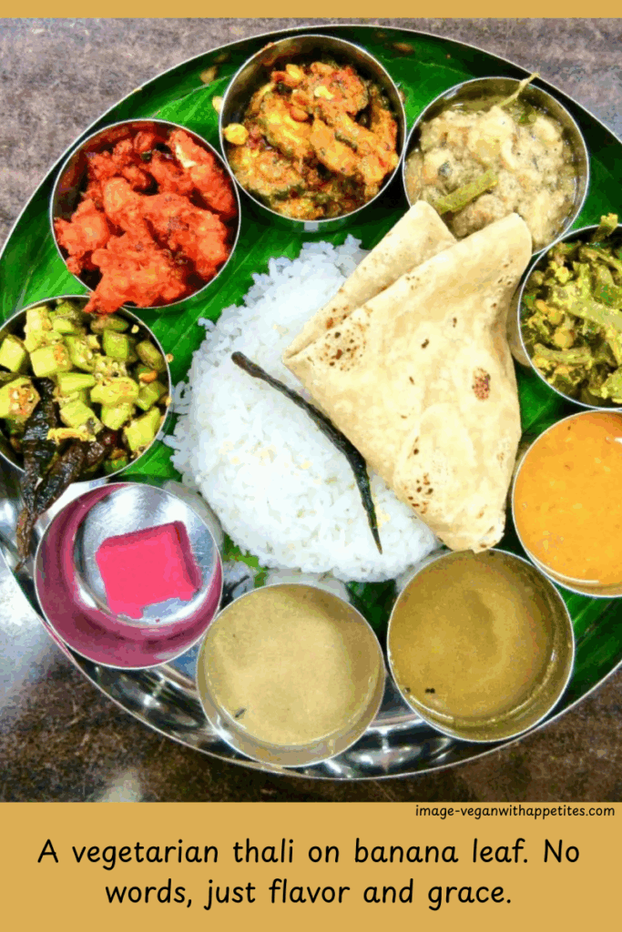 South Indian vegetarian thali served on a banana leaf, part of a Penang visa run travel story